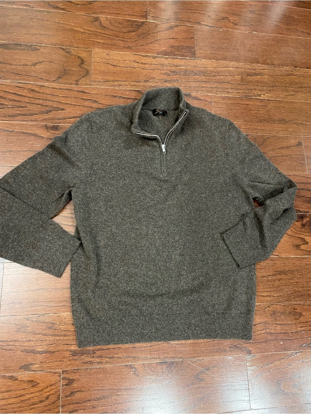 Quince Mongolian Cashmere Brown Luxury Quarter Zip Sweater Mens LARGE
